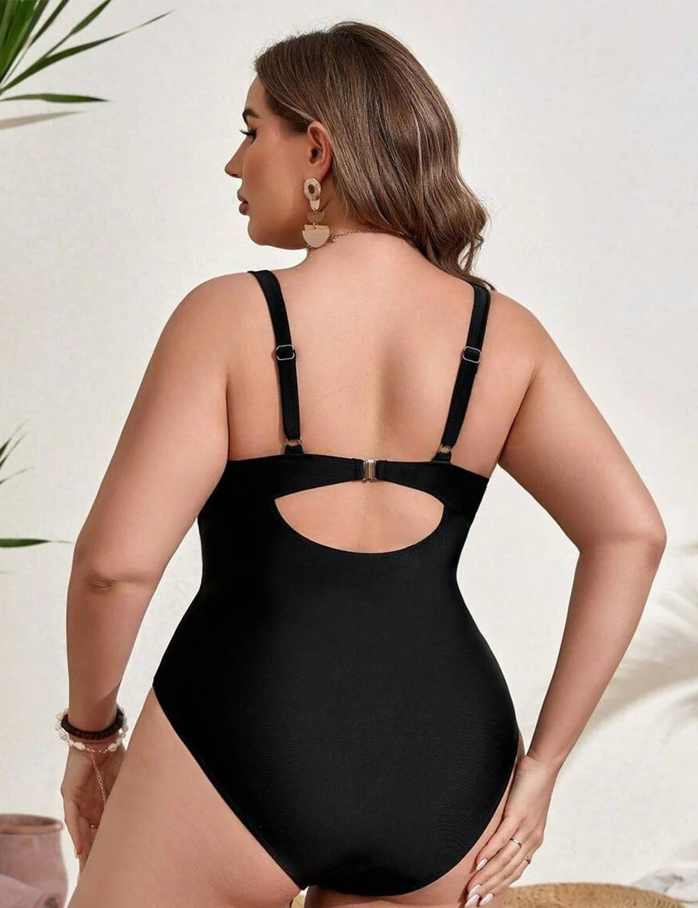 Plus Size Color Block Slimming One Piece Swimsuit