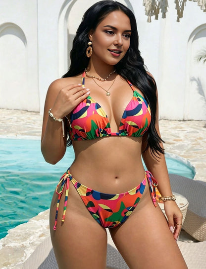 Plus Size Camouflage Side Tie bikini Bikini Set 