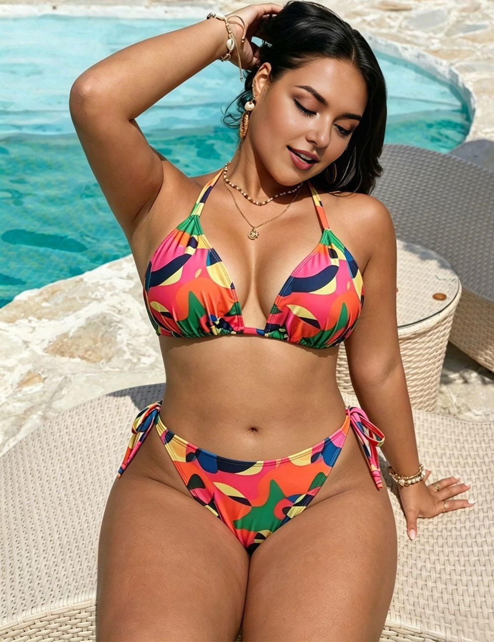 Plus Size Camouflage Halter Bikinis