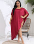 Plus Size Burgundy Asymmetrical Beach Cover Up Dress