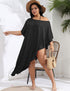 Plus Size Black Asymmetrical Beach Cover Up Dress