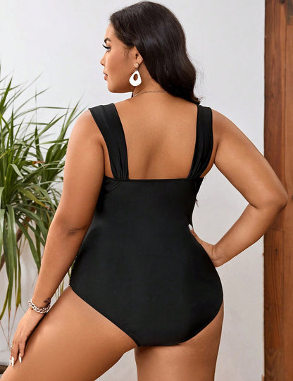 Plus Size Black Tummy Control One Piece Bathing Suit