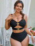 Plus Size Black Starfish Cut Out Bikini Set