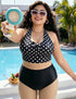 Plus Size Black Vintage Polka Dot Bikini Set
