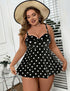 Plus Size Black Polka Dot Flowy Tankini Set