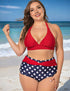 Plus Size Polka Dot Halter High Waisted Bikini Set