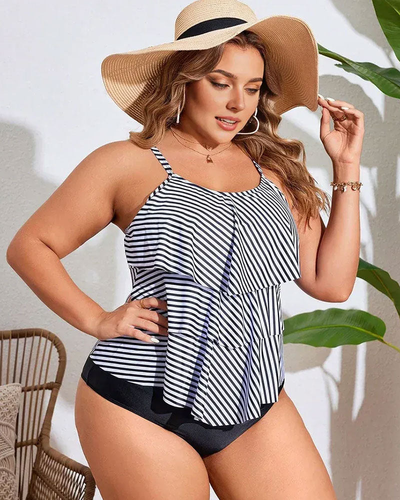 Plus Size Tankini Swimwear Sets designed for tummy control and flattering curvy fit