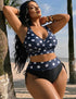 Plus Size Vintage Navy Polka Dot Bikini Set